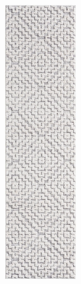 Sarita Ivory and Grey Geometric Textured Runner Rugmodern color block patchwork rug