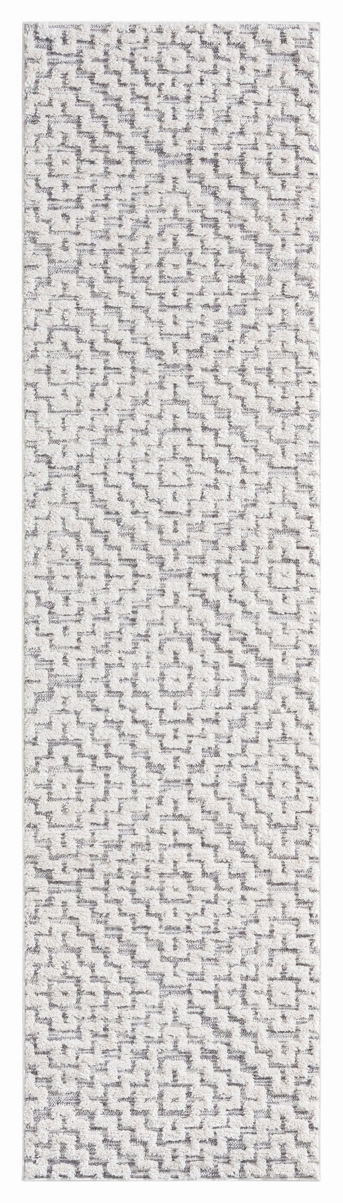 Sarita Ivory and Grey Geometric Textured Runner Rugmodern color block patchwork rug