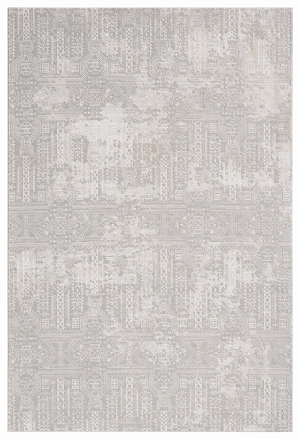 Satine Grey and Ivory Distressed Floral Tribal Rug *NO RETURNS UNLESS FAULTYmodern color block patchwork rug