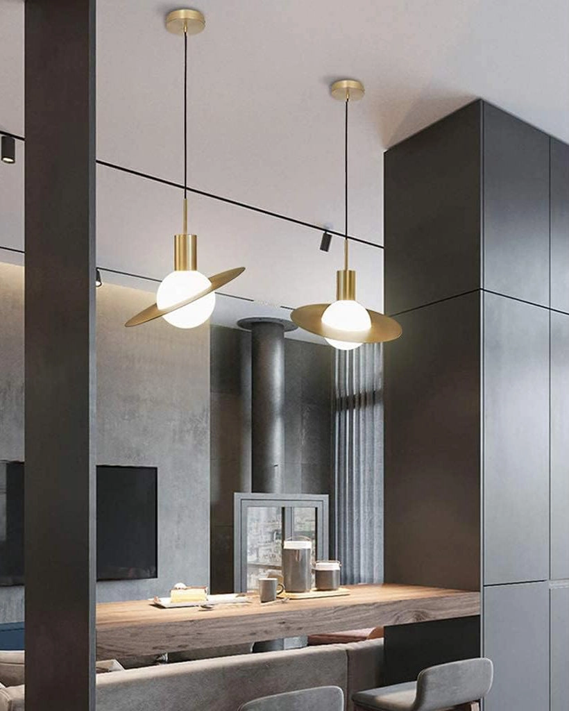 Saturn Shape Glass Pendant Light - Set Of 2