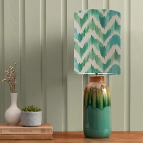 Savannah Anna & Arauca Complete Table Lamp Aqua/Islareplacement lampshade,White Linen Drum Lampshade for Table or Floor Lamp