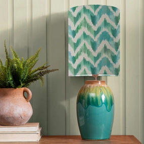 Savannah Anna & Eucalypt Complete Table Lamp Aqua/Islareplacement lampshade,White Linen Drum Lampshade for Table or Floor Lamp