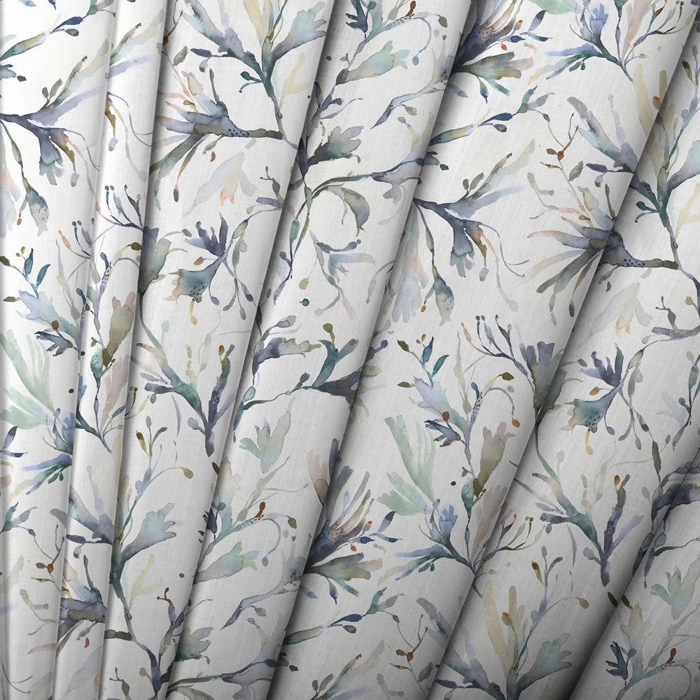 Seaweed Printed Cotton Made to Measure Roman Blinds Slate