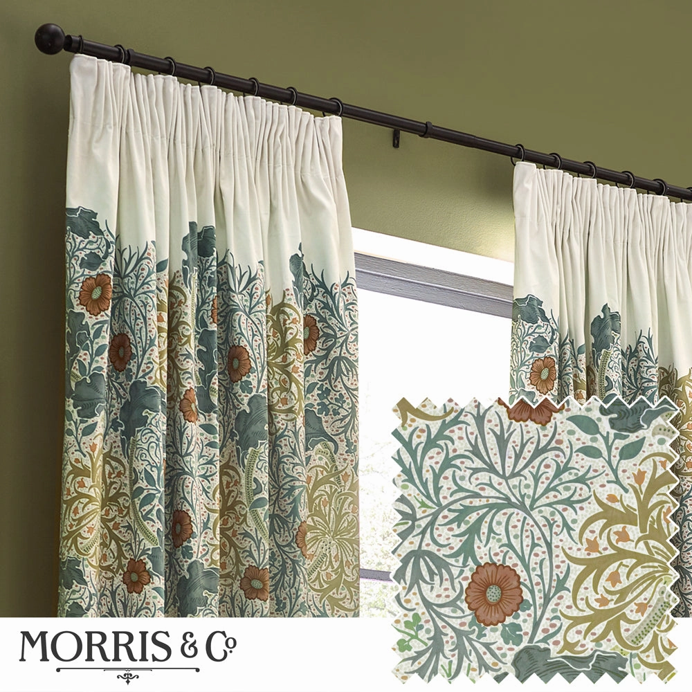 Seaweed Printed Velvet Pencil Pleat Curtains Stone/Sunflowerhome decor ,wall decor 