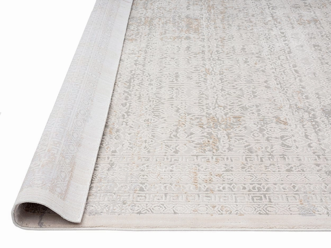 Seda Cream Ivory And Grey Traditional Floral Runner Rug
