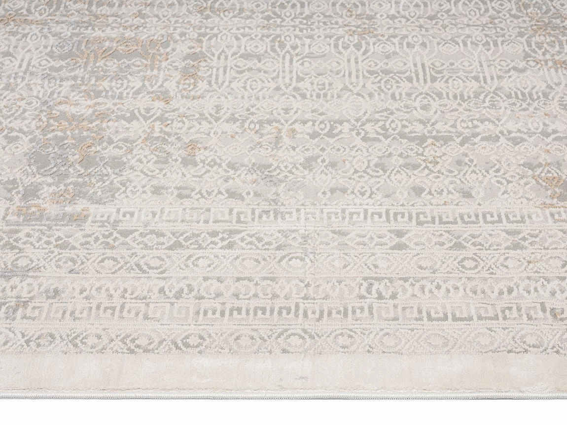Seda Cream Ivory And Grey Traditional Floral Runner Rug