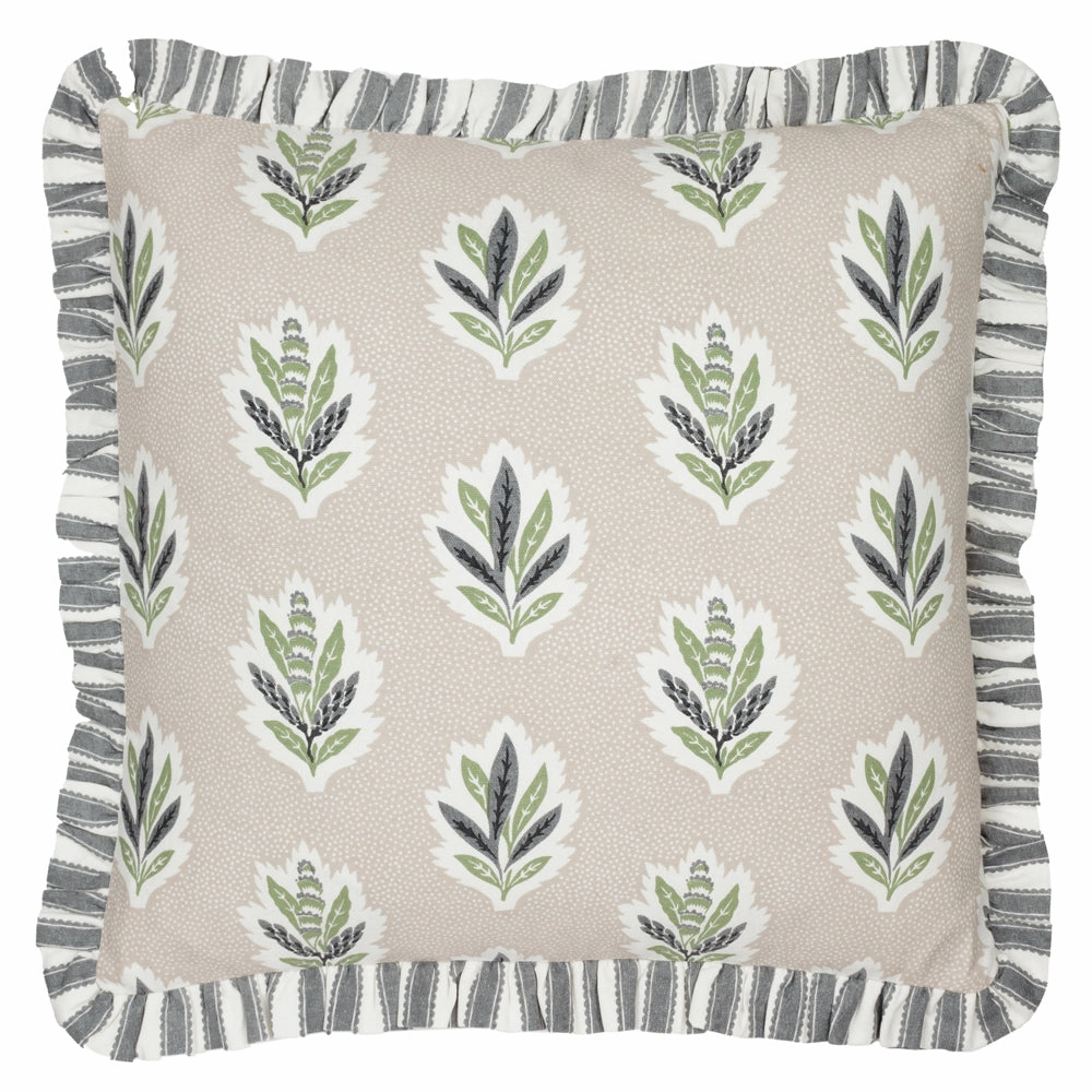 Sessile Leaf Ruffle Cushion Flax