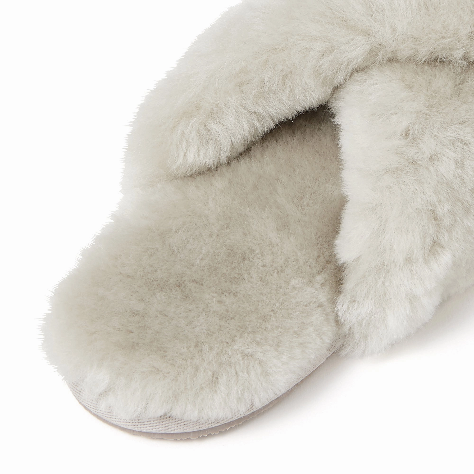 Sheep Fur Cross Room Shoes Gray