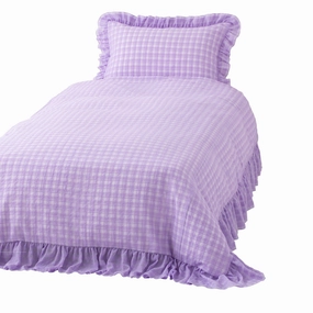 Sheer Check Ruffle Comforter Single Purplebedding sets ,throw blankets 