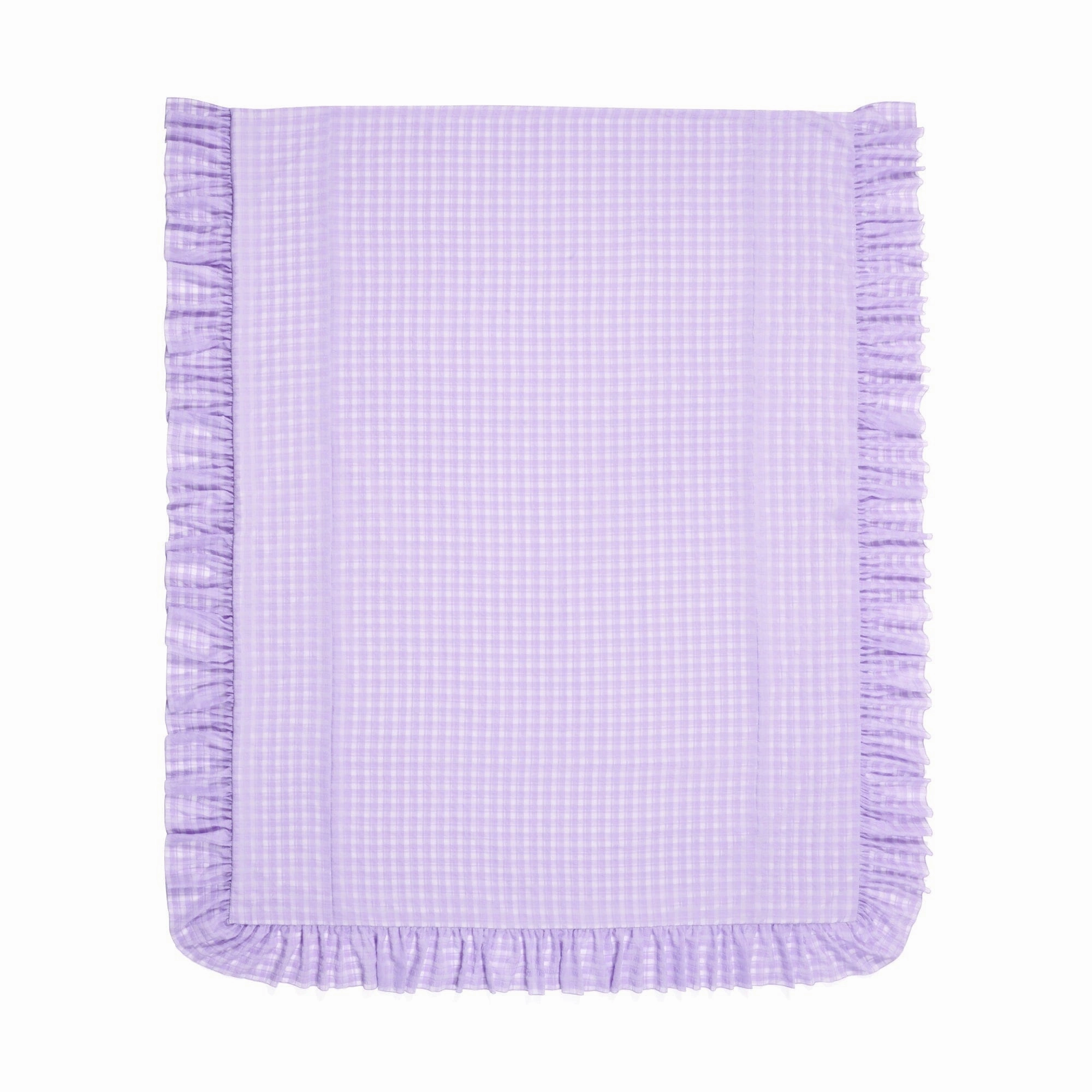 Sheer Check Ruffle Comforter Single Purple