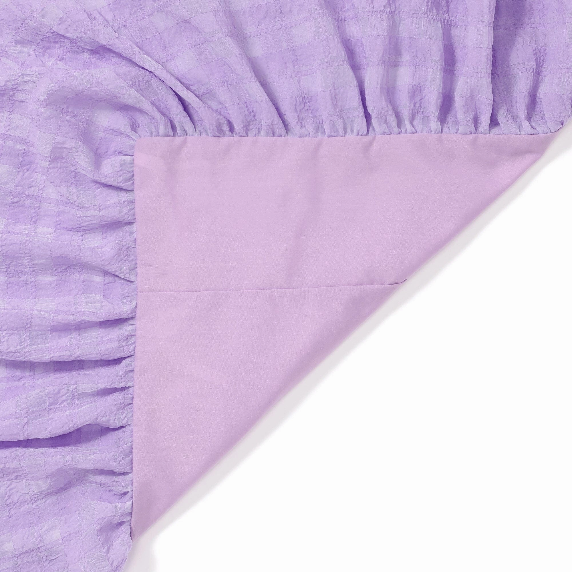 Sheer Check Ruffle Comforter Single Purple