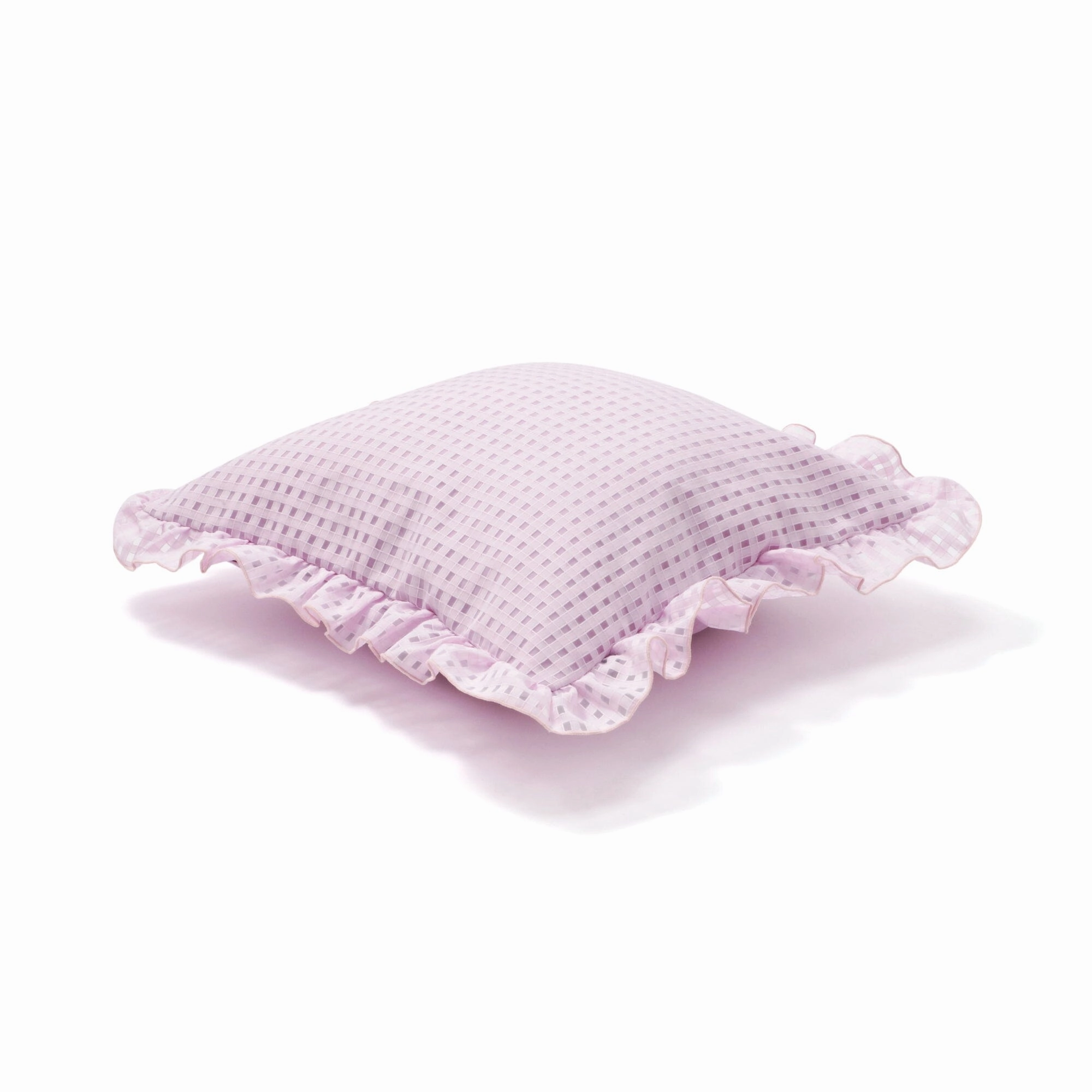 Sheer Frill Check Cushion Cover 450 X 450 Purple
