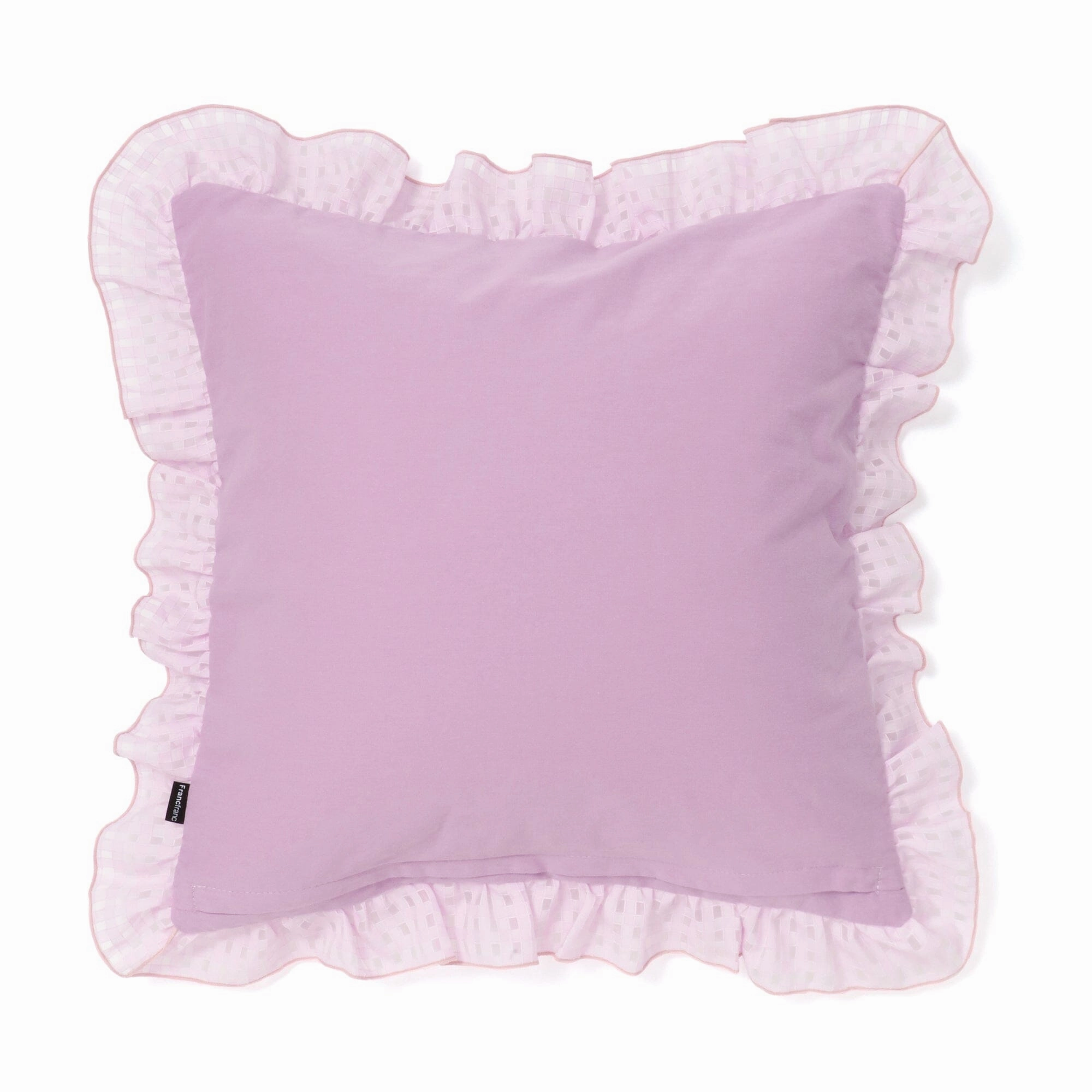 Sheer Frill Check Cushion Cover 450 X 450 Purple