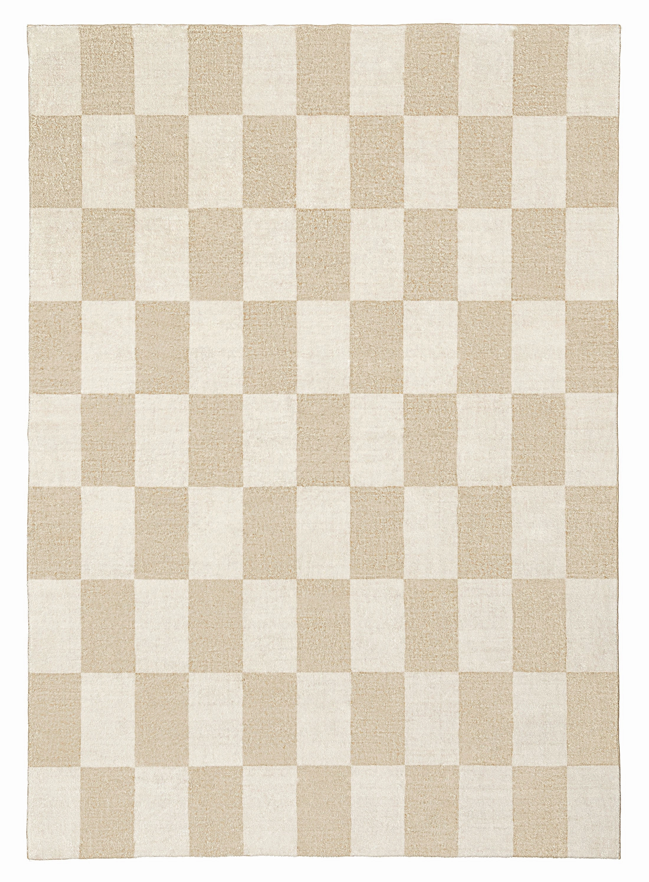 Shira Neutral Beige Checkered Washable Rugmodern color block patchwork rug