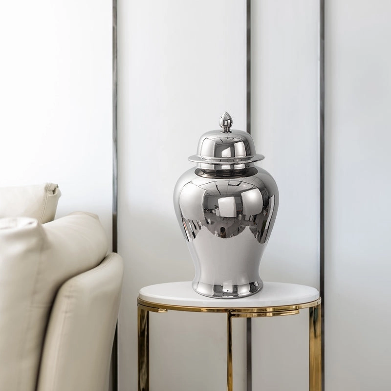 Silver Ceramic Chinese Urnhome decoration ,modern home decor 