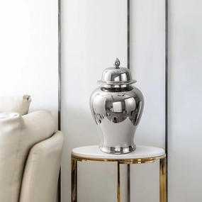 Silver Ceramic Chinese Urnhome decoration ,modern home decor 