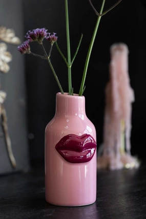 Small Pink Ceramic Vase With Lipsdecorative vase ,Modern Ceramic Vase for Home Decoration 