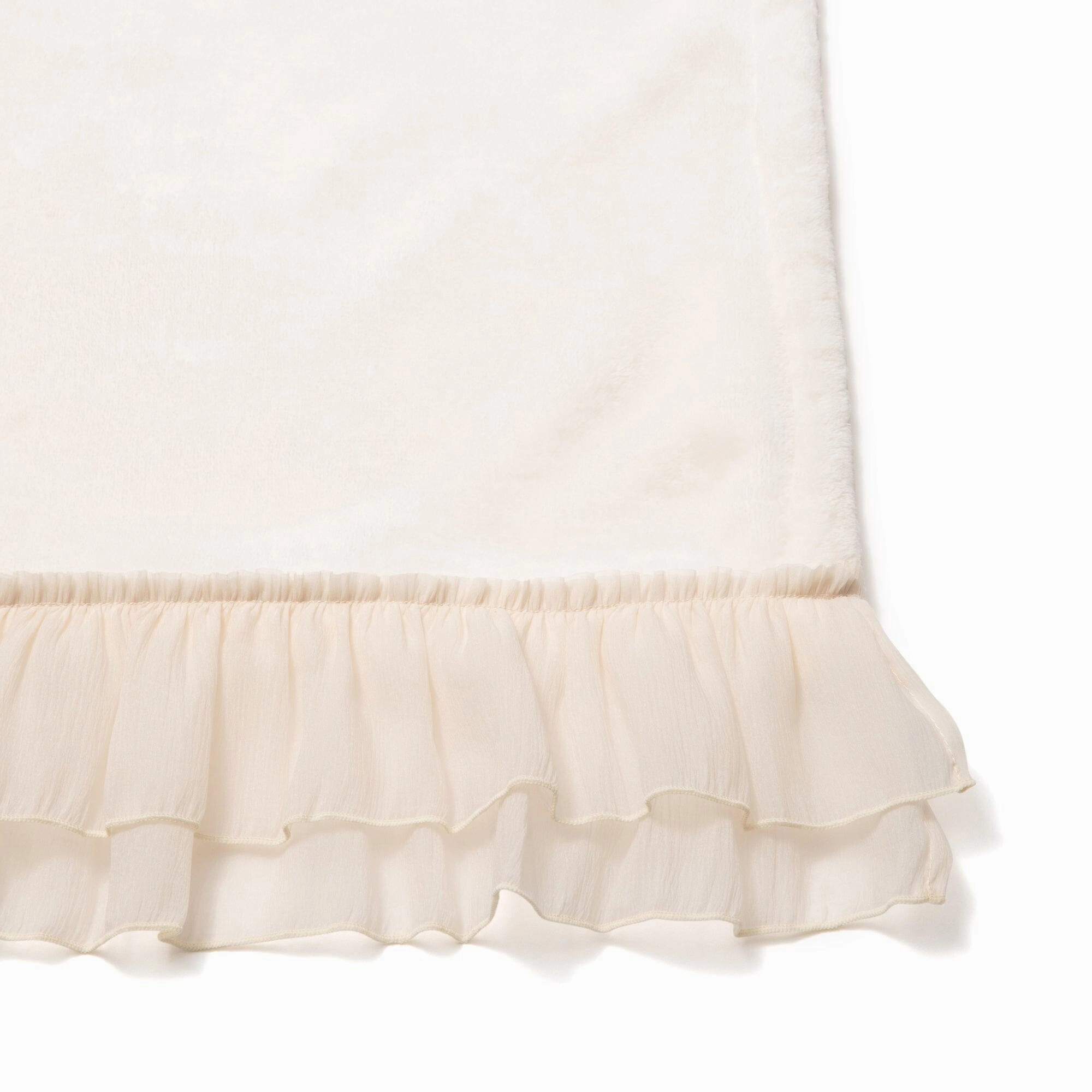 Smooth Frilled Throw (Lap Blanket) 1500 X 800 Ivory