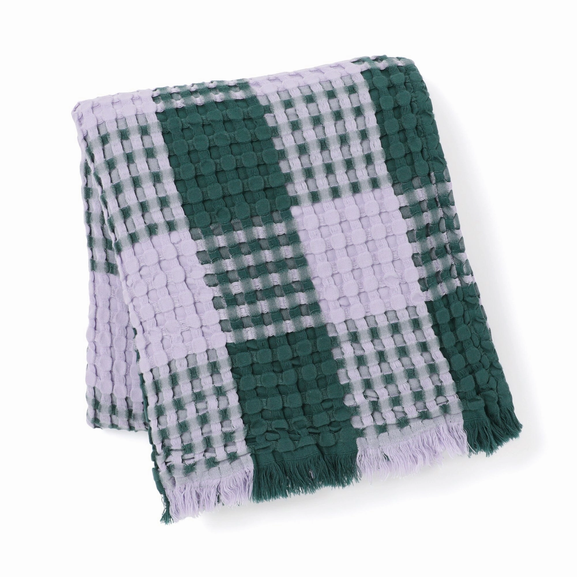 Smooth waffle check throw (lap blanket) 1700 x 1300 Light purple x greenbedding sets ,throw blankets 