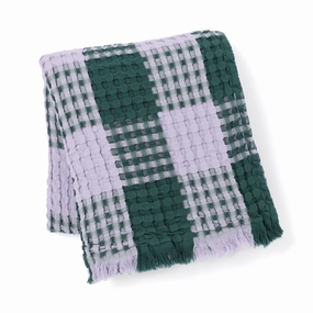 Smooth waffle check throw (lap blanket) 1700 x 1300 Light purple x greenbedding sets ,throw blankets 
