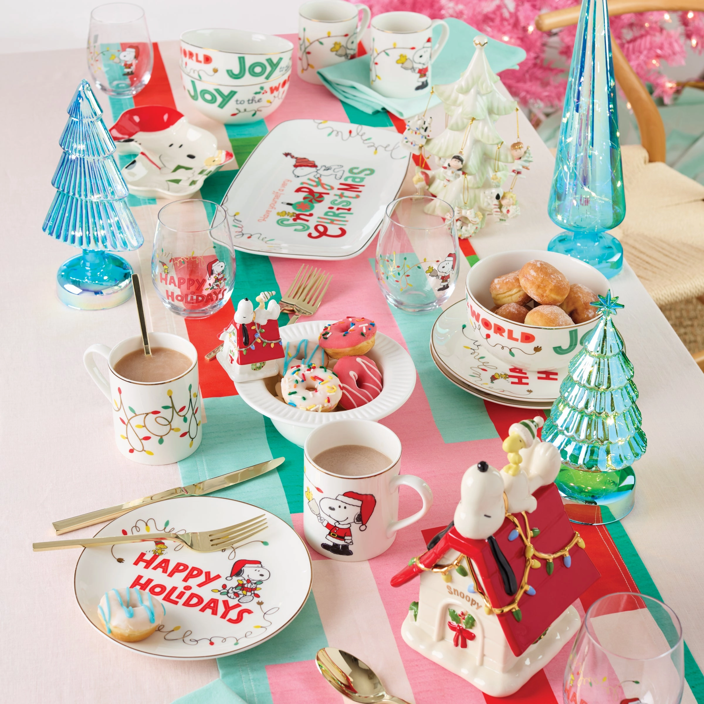 Snoopy Christmas Glass Tumblers - Set Of 4