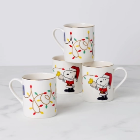Snoopy Christmas Mugs - Set of 4glass cups ,personalized mugs 
