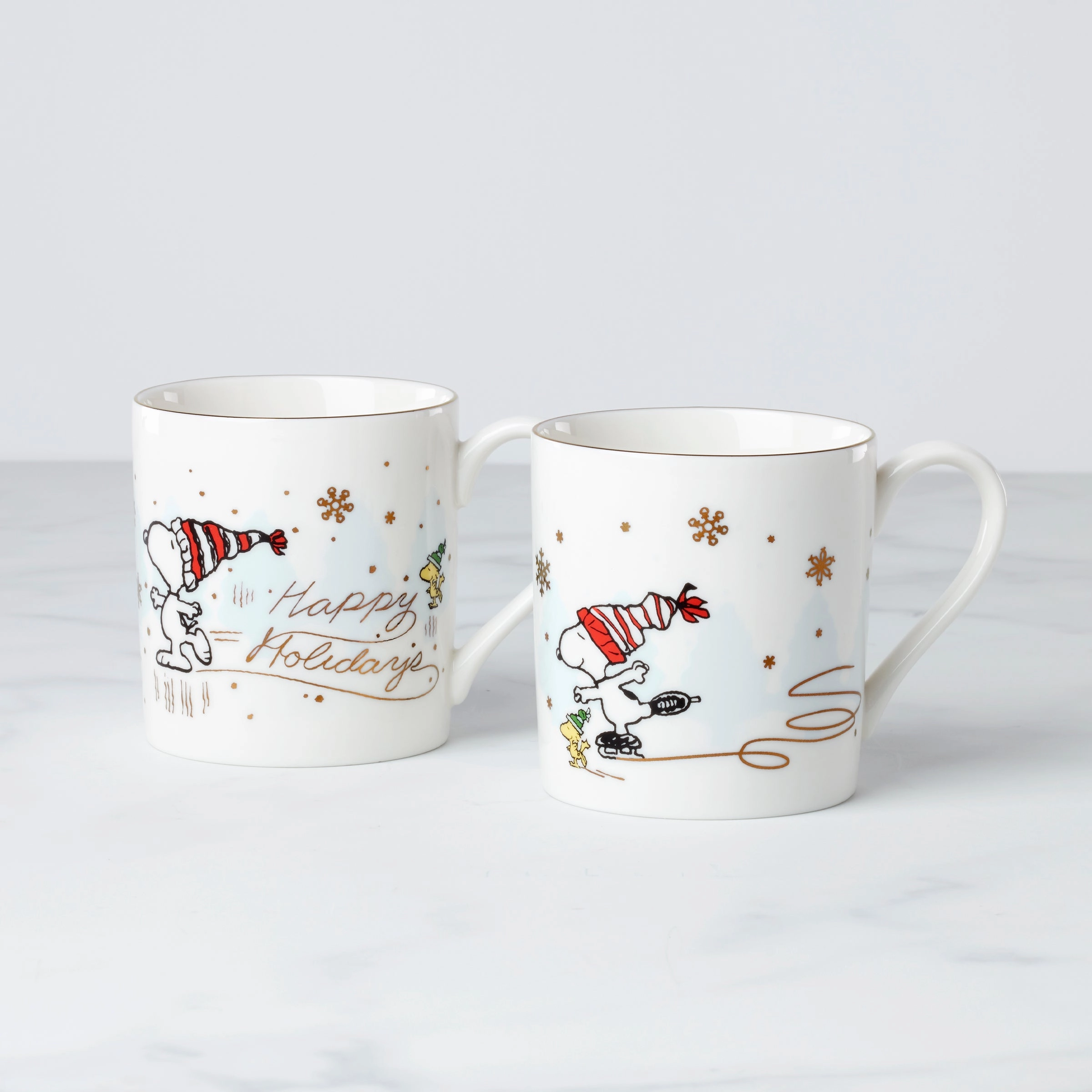 Snoopy Skating Mugs - Set of 2glass cups ,personalized mugs 