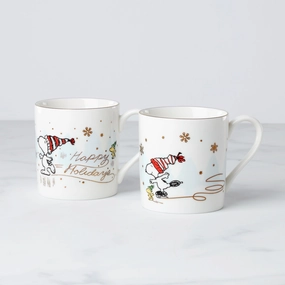 Snoopy Skating Mugs - Set of 2glass cups ,personalized mugs 