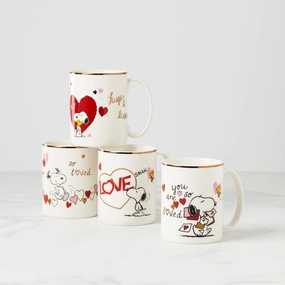 Snoopy Valentine's Day Mugs - Set of 4valentine's day decorations ,valentine's centerpiece 