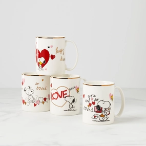 Snoopy Valentine's Day Mugs - Set of 4modern kitchen decor ,kitchen dinner set ,dinnerware 