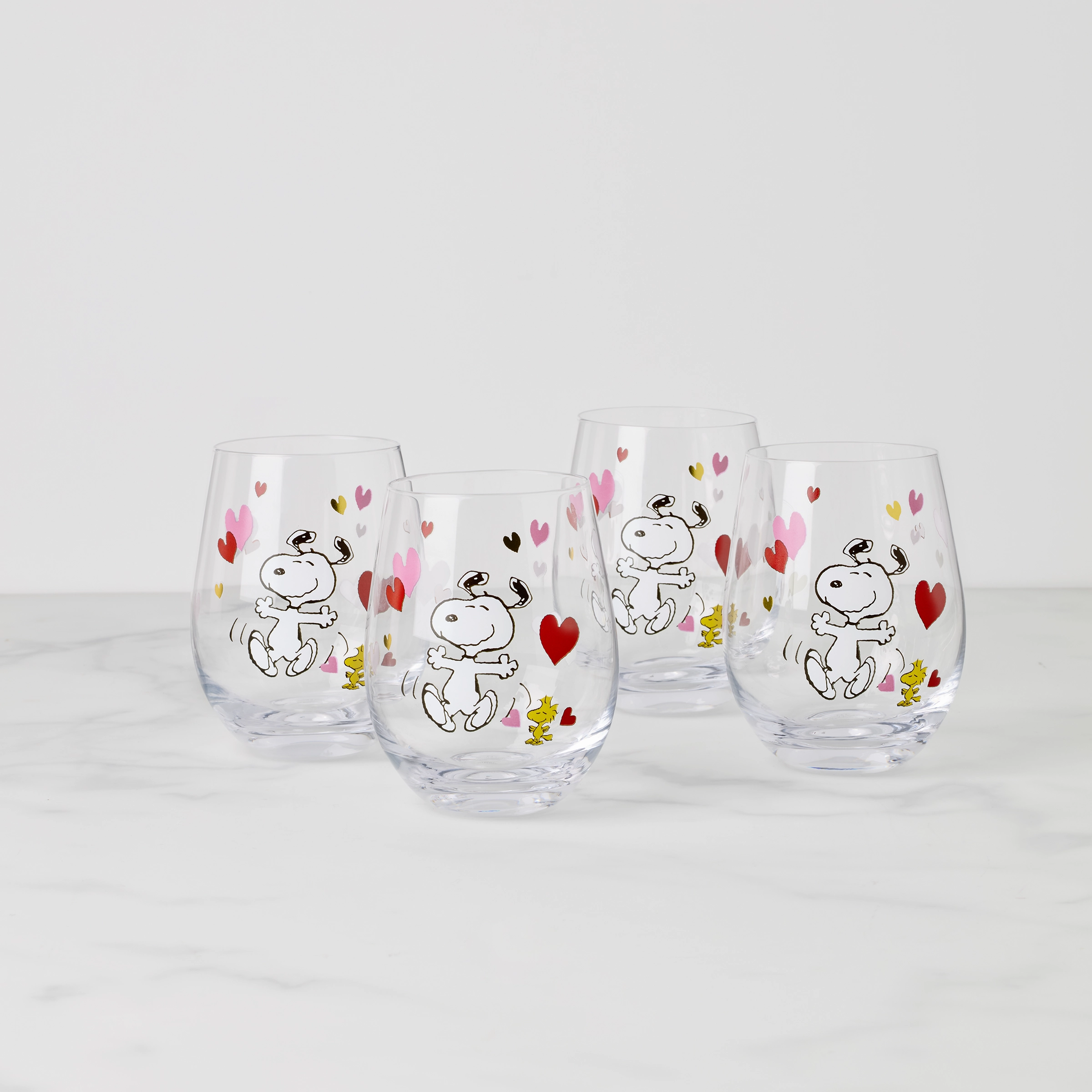 Snoopy Valentine's Day Tumblers - Set Of 4valentine's day decorations ,valentine's centerpiece 