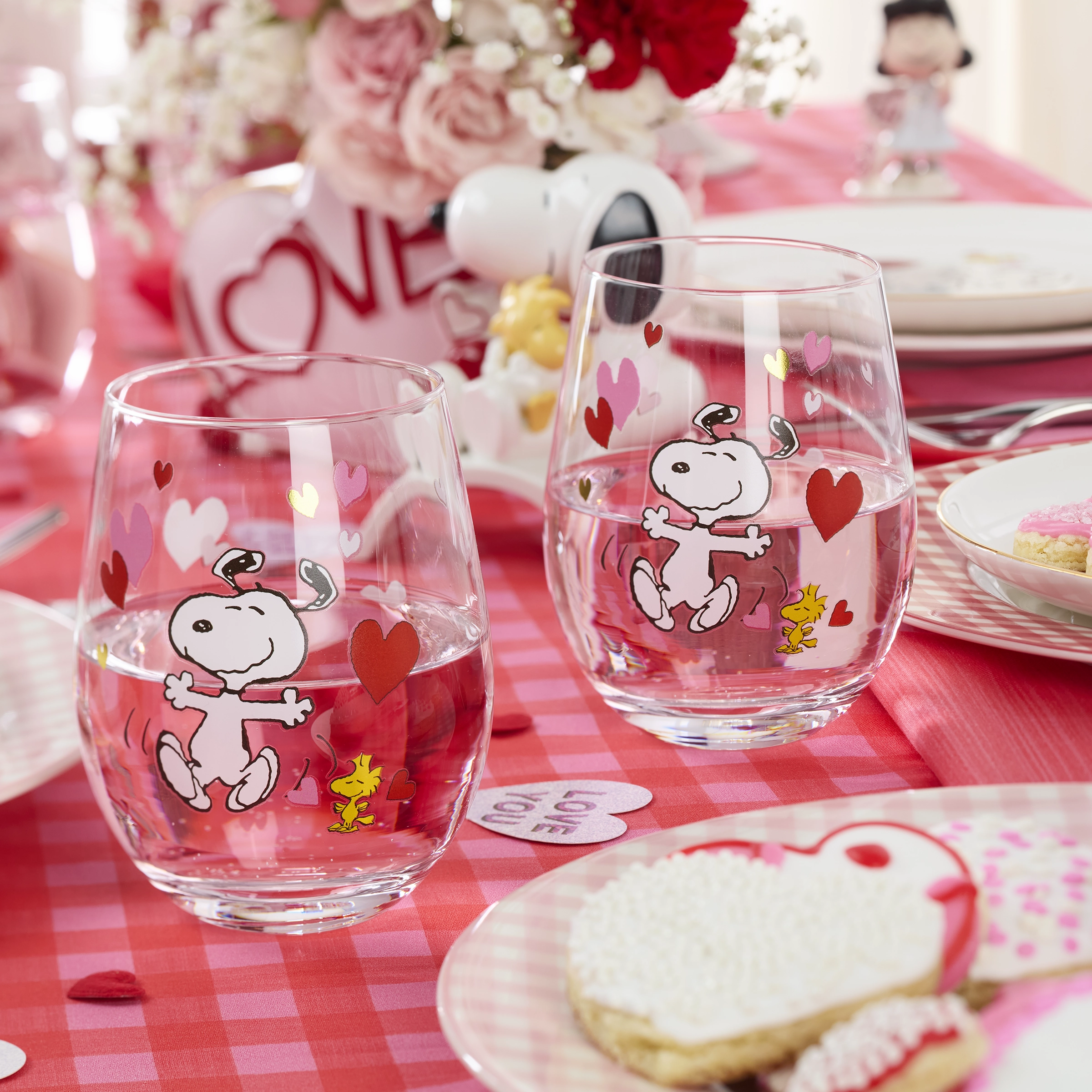 Snoopy Valentine's Day Tumblers - Set Of 4