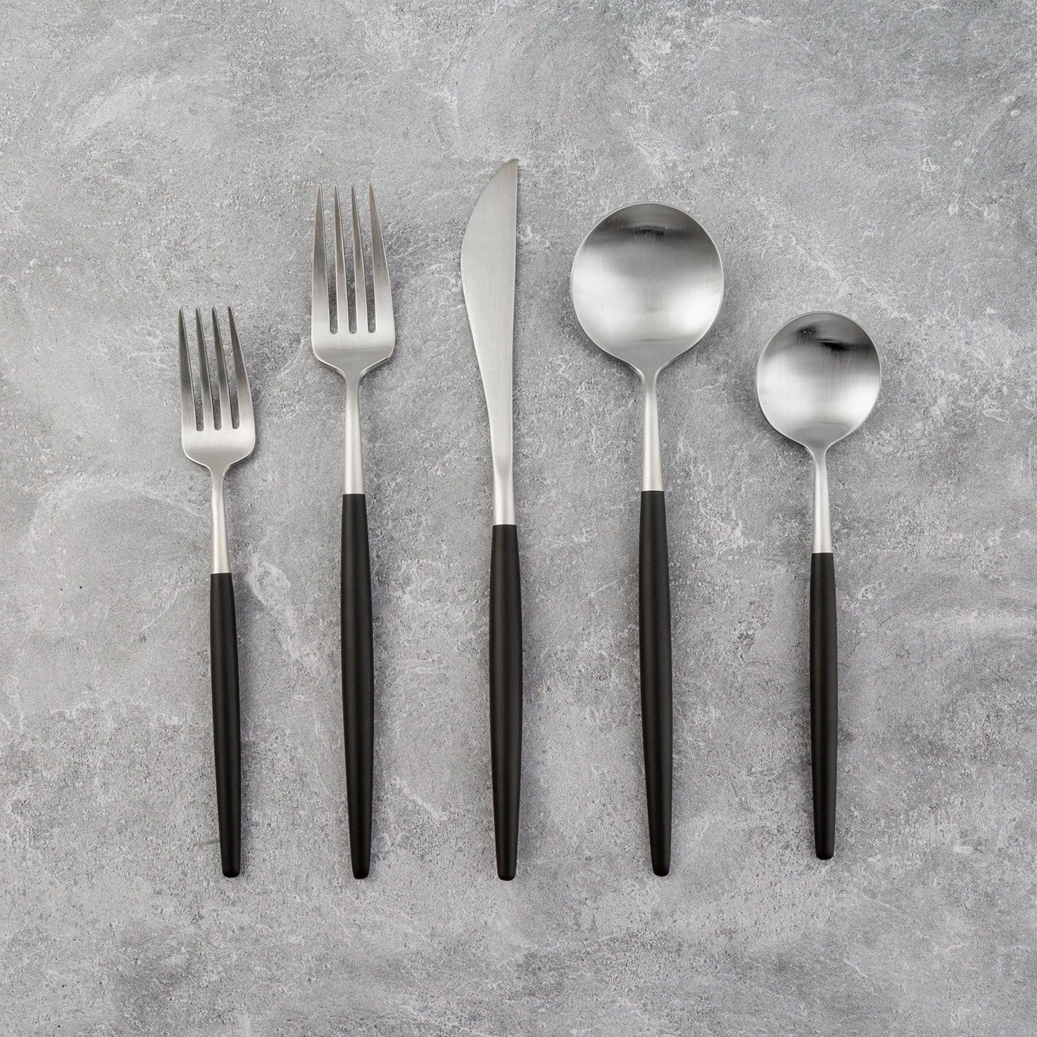 Sojourn Black Satin Pom 20 Piece Flatware Set