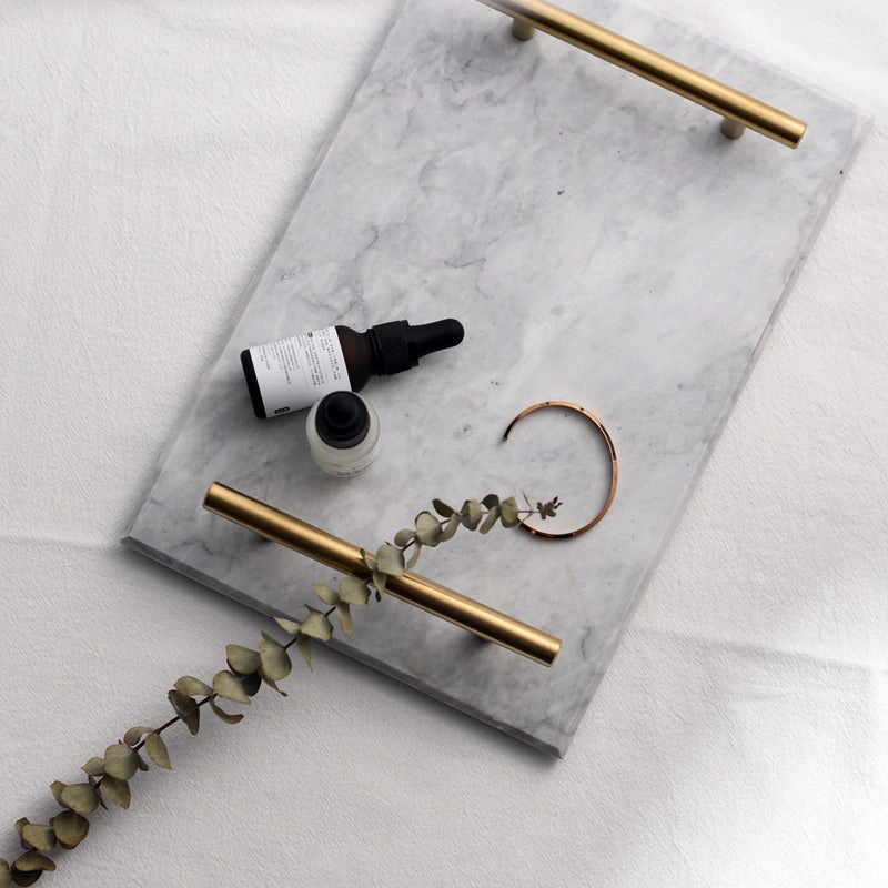 Solid Marble Serving Tray with Gold Handleshome decoration ,modern home decor 