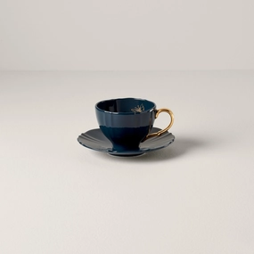 Sprig & Vine Teacup & Saucer - Navymodern kitchen decor ,kitchen dinner set ,dinnerware 