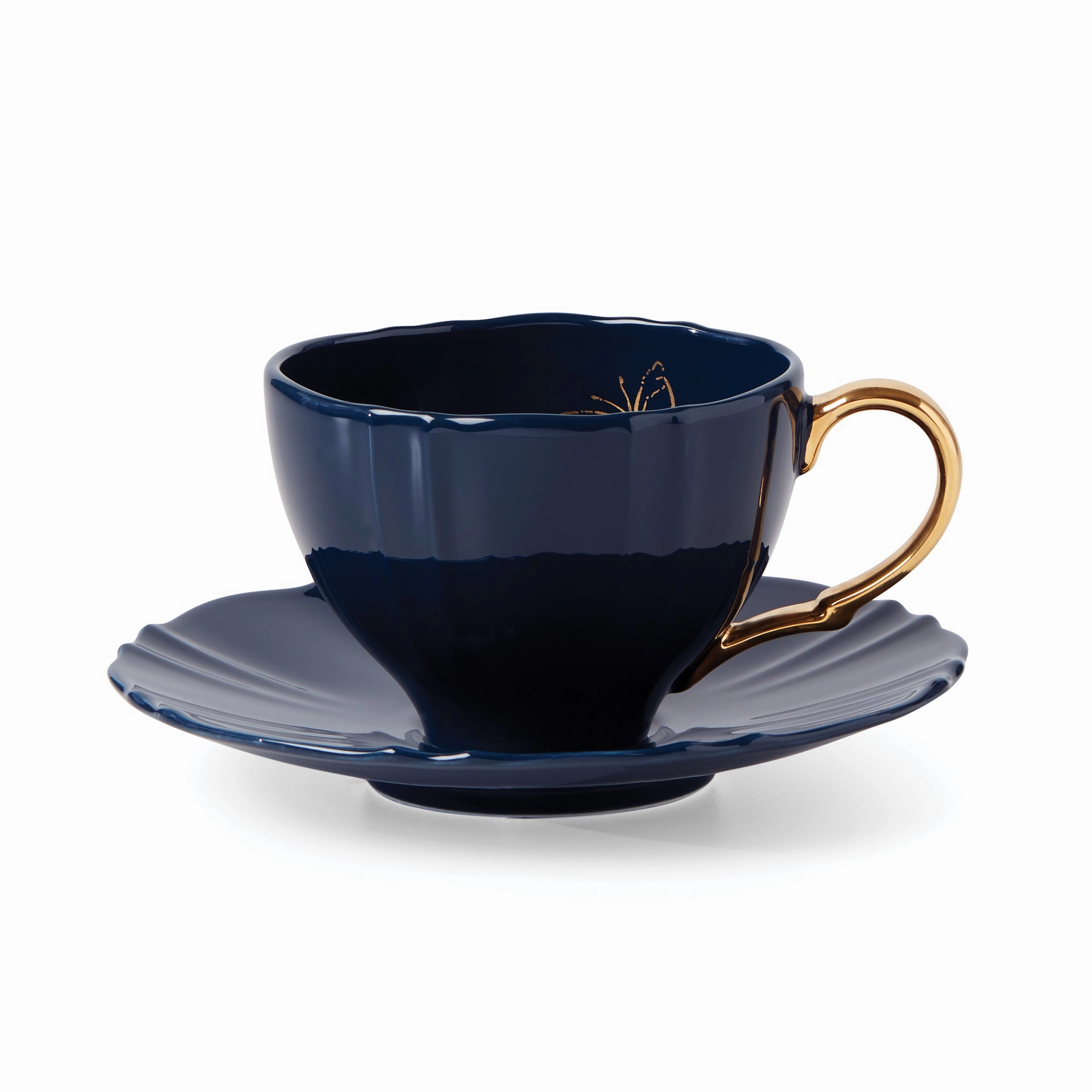 Sprig & Vine Teacup & Saucer - Navy