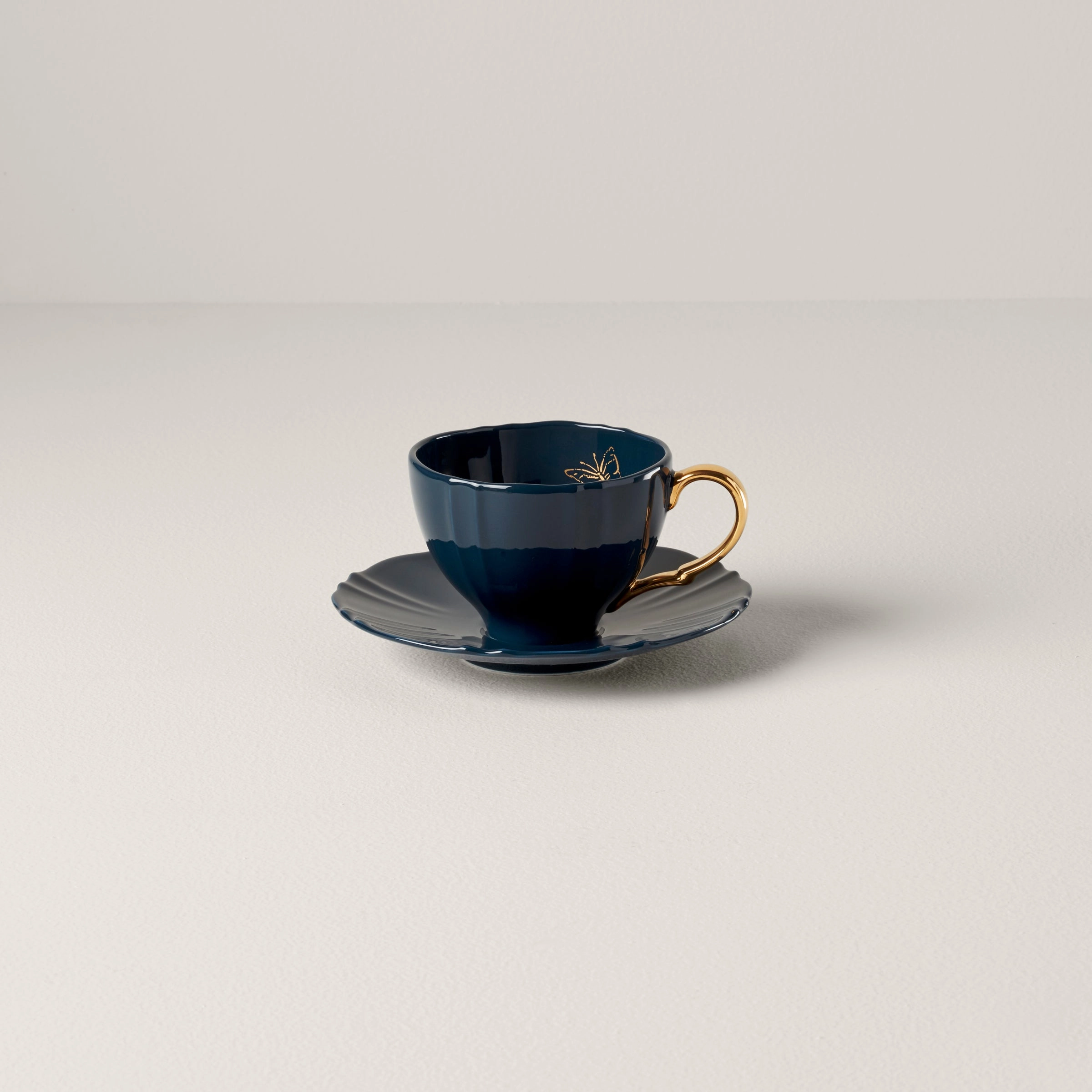 Sprig & Vine Teacup & Saucer - Navymodern kitchen decor ,kitchen dinner set ,dinnerware 