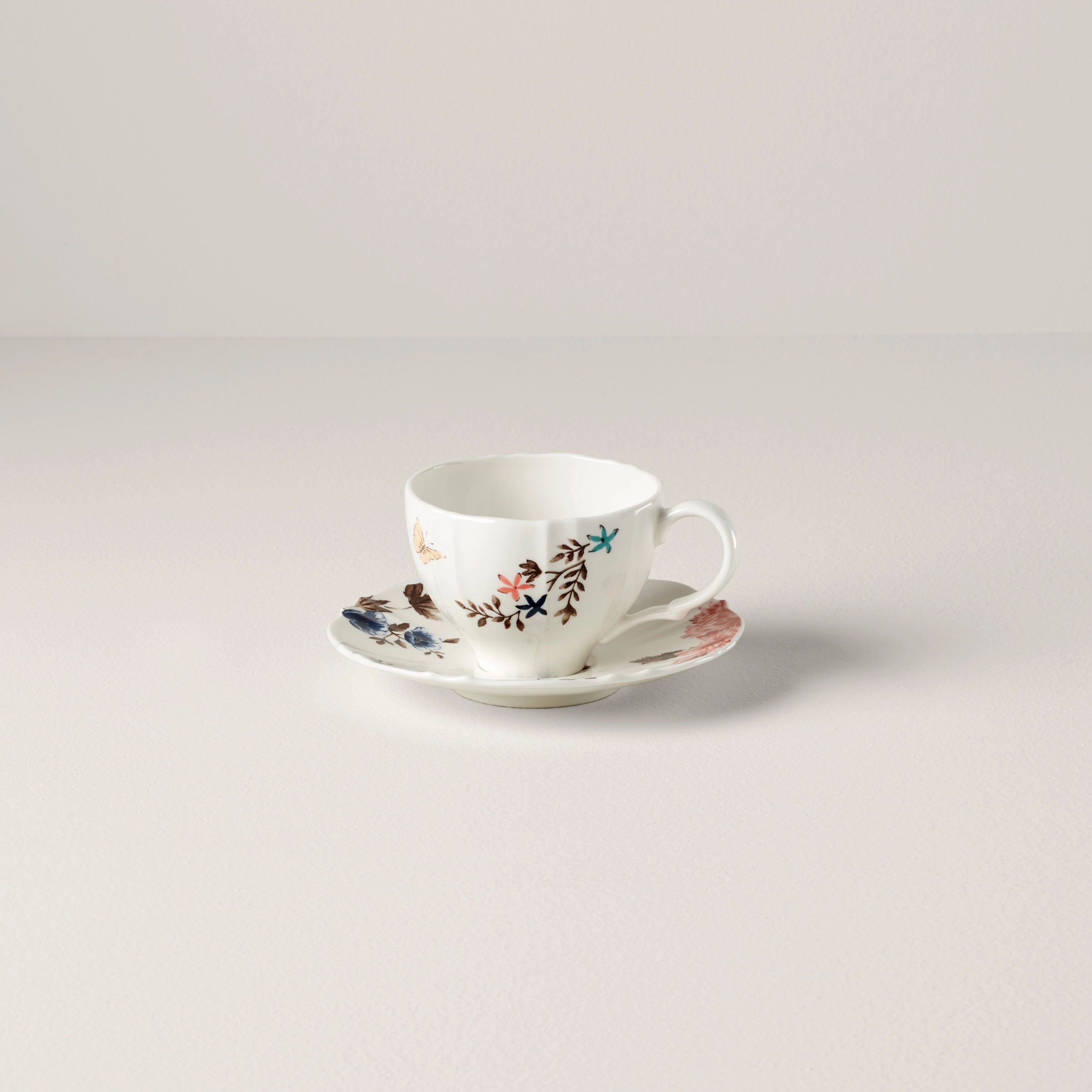 Sprig & Vine Teacup & Saucer - Whiteeaster decorations ,easter centerpiece 