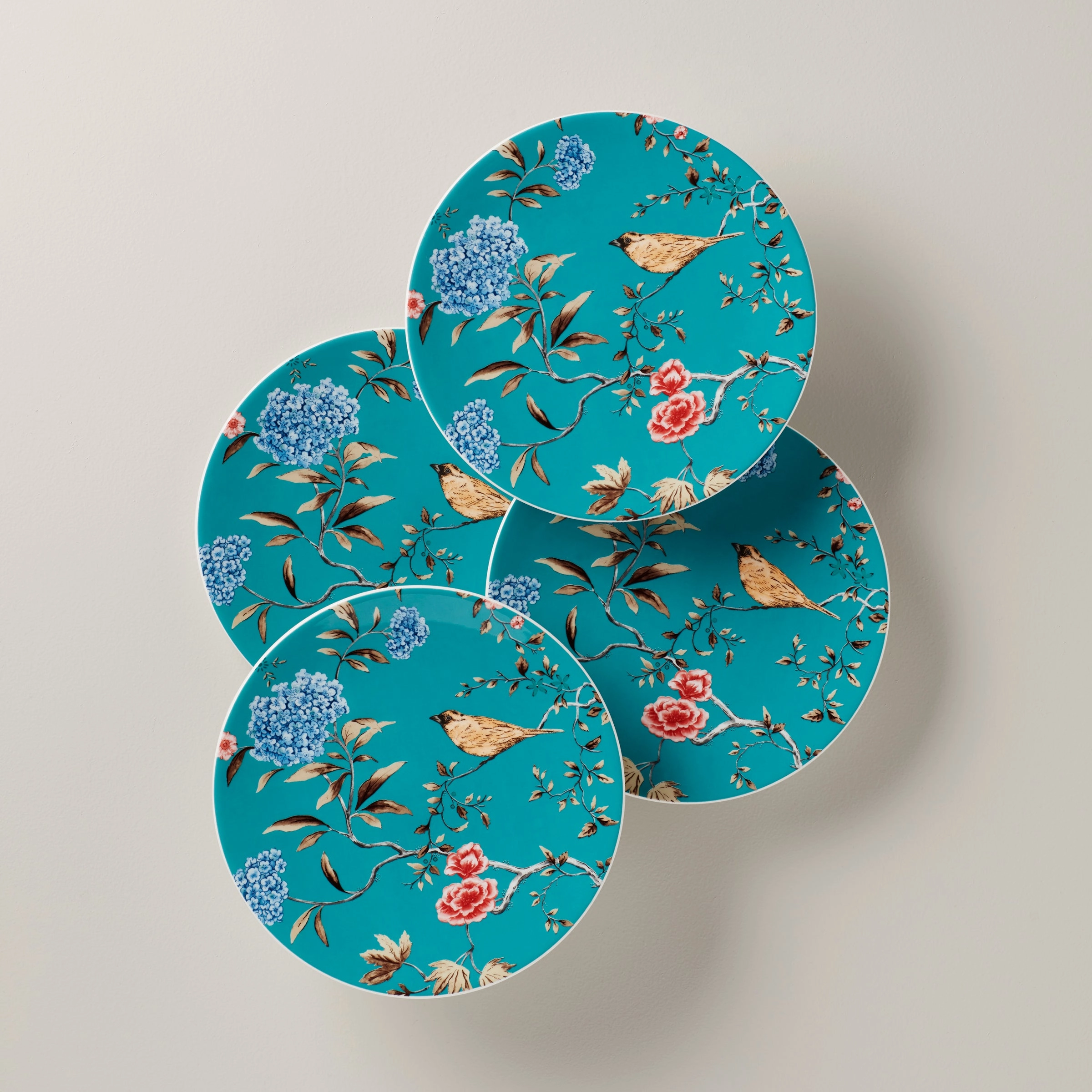 Sprig & Vine Turquoise Accent Plates - Set of 4modern kitchen decor ,kitchen dinner set ,dinnerware 