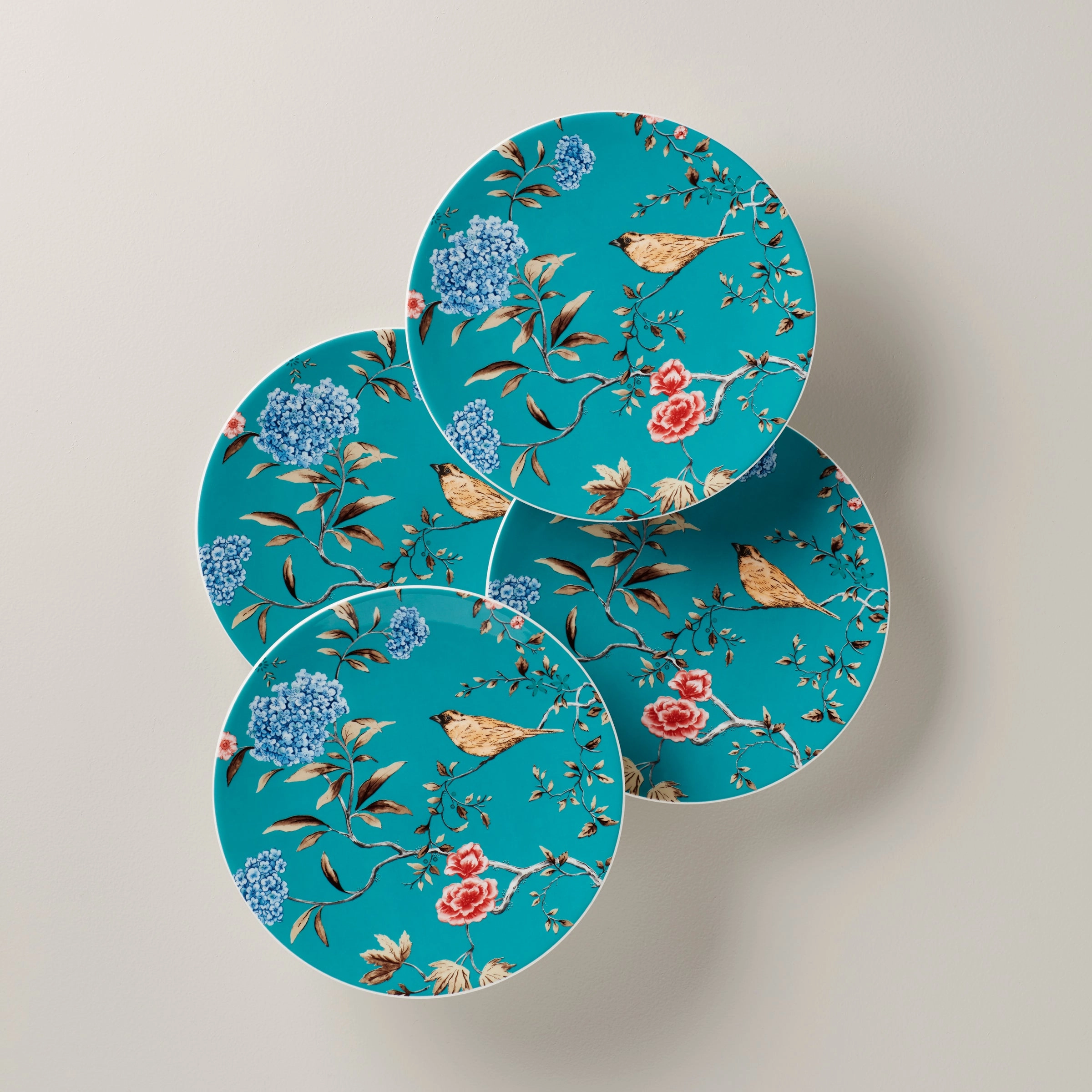 Sprig & Vine Turquoise Accent Plates - Set of 4easter decorations ,easter centerpiece 