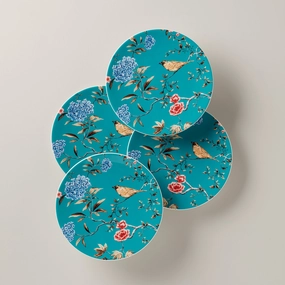 Sprig & Vine Turquoise Accent Plates - Set of 4easter decorations ,easter centerpiece 