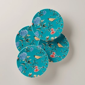 Sprig & Vine Turquoise Accent Plates - Set of 4modern kitchen decor ,kitchen dinner set ,dinnerware 