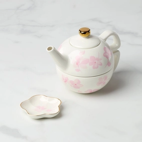 Spring Pansies Tea For One With Tea Bag Holdermodern kitchen decor ,kitchen dinner set ,dinnerware 