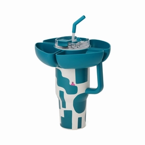 SQUID GAME Tumbler with Snack Holder 1000ml Green x Whiteglass cups ,personalized mugs 