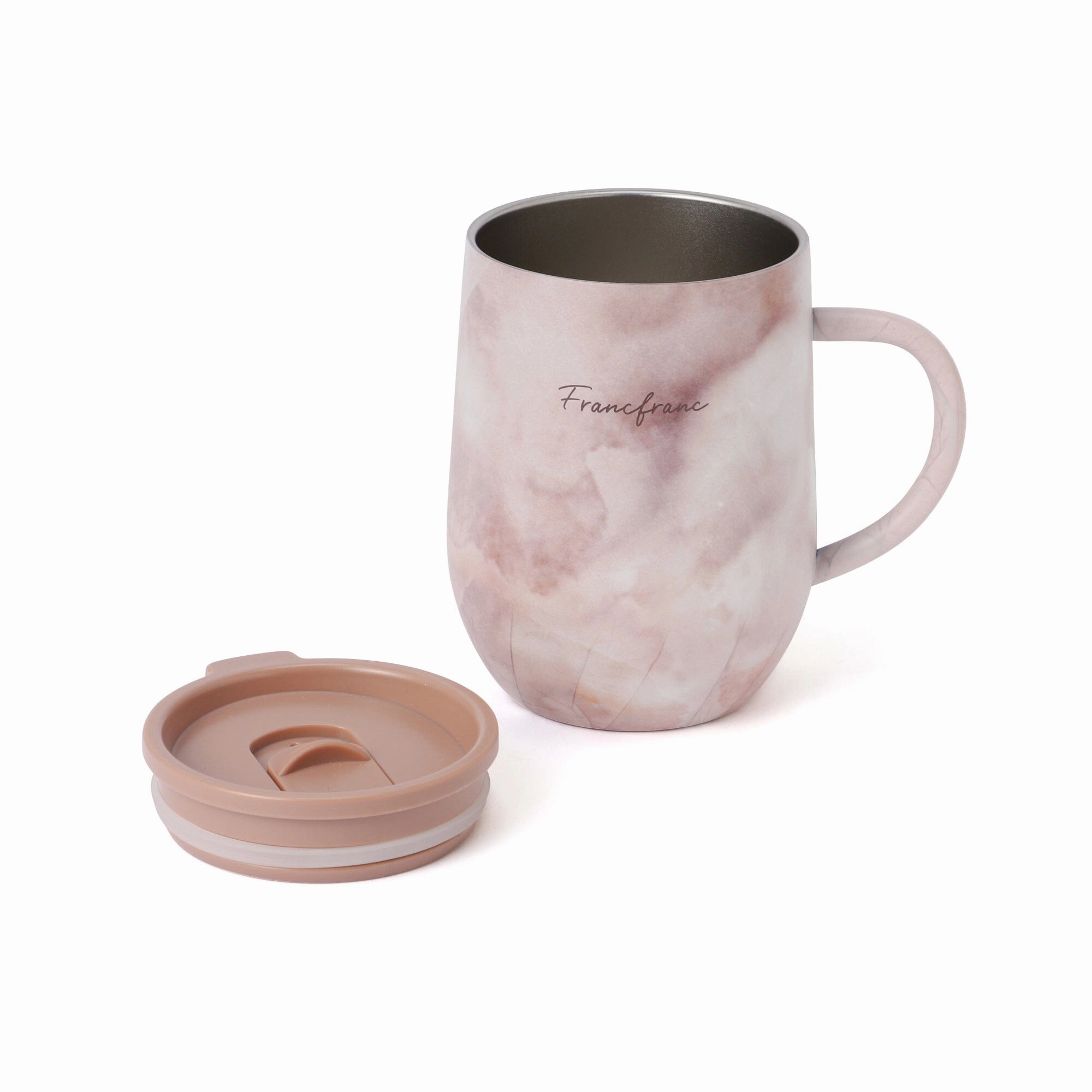 Stainless Steel Thermo Mug with Lid 320ml Marble Brown