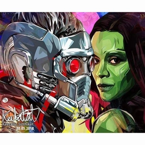 Star Lord & Gamora Marvel Pop Art Poster Wall Decoration Drawing Marvelmodern abstract painting decor
