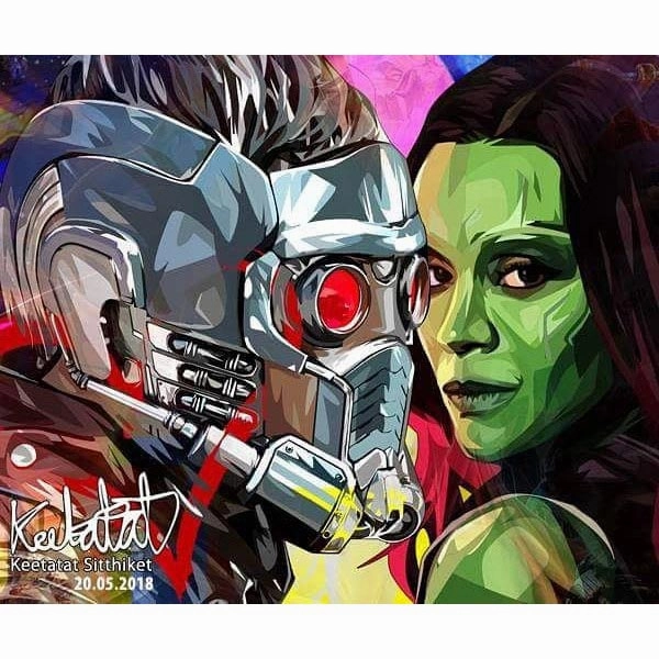 Star Lord & Gamora Marvel Pop Art Poster Wall Decoration Drawing Marvelmodern abstract painting decor
