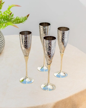 Sterling Flora Champagne Flutes - Set of 4modern kitchen decor ,kitchen dinner set ,dinnerware 