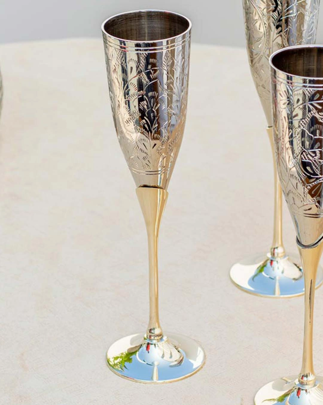 Sterling Flora Champagne Flutes - Set of 4
