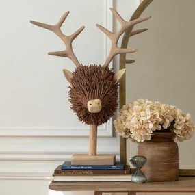 Stirling Stag Head Wooden Sculpture Brownmodern home decor ,home decor for bedroom 